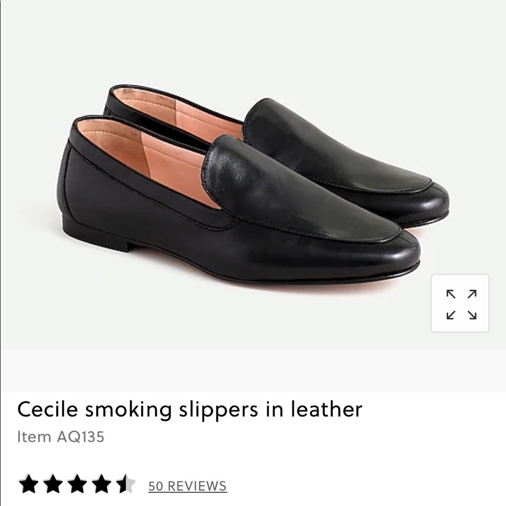 J. Crew Cecile Smoking Slippers in leather.